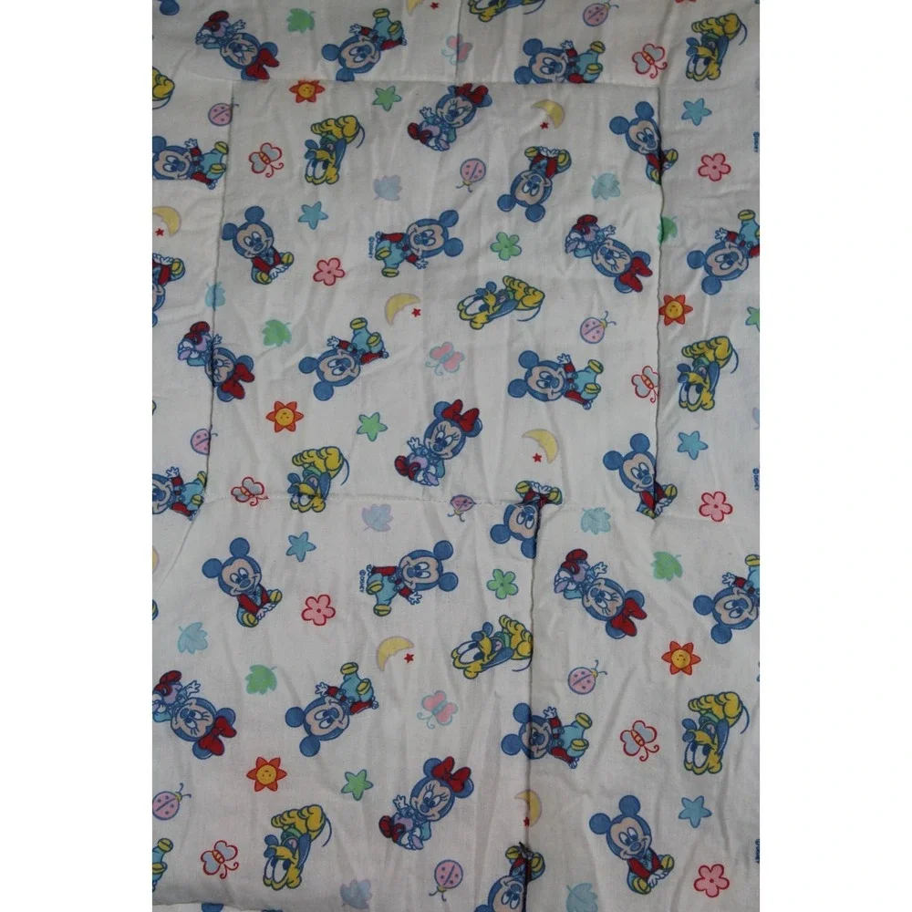 Disney Baby Mickey Mouse Pluto Minnie Mouse Vtg Crib Baby Blanket Multi Color